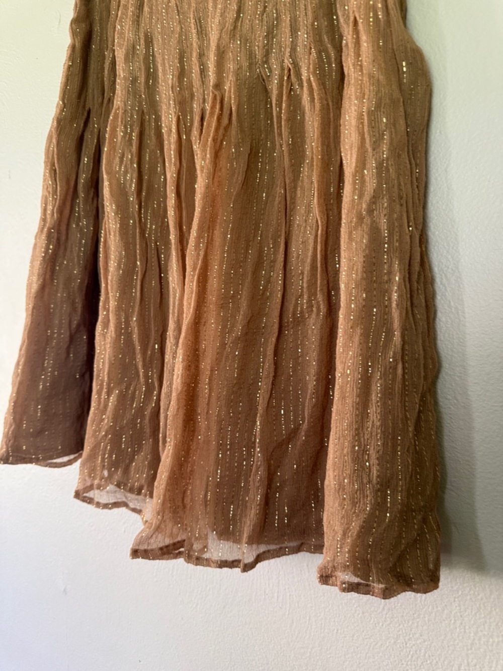 Allison Taylor Bronze-Brown A-Line Skirt with Gold Waist Trim - Picture 2 of 10